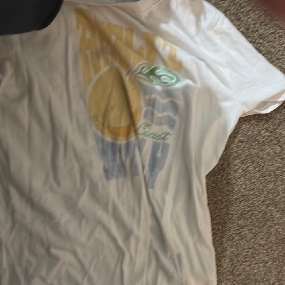 Abercrombie & Fitch White Tee with Yellow and Green Graphic
